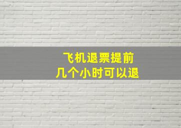 飞机退票提前几个小时可以退