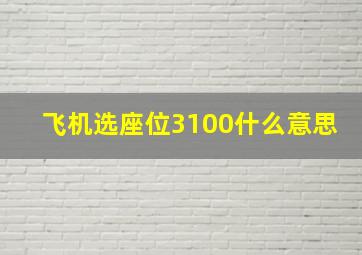 飞机选座位3100什么意思