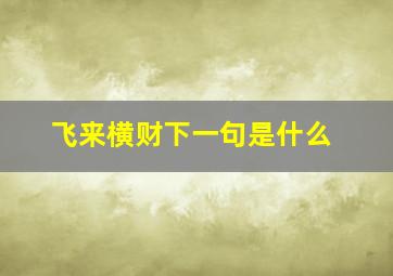 飞来横财下一句是什么