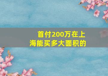 首付200万在上海能买多大面积的