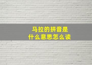 马拉的拼音是什么意思怎么读