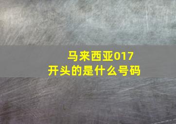 马来西亚017开头的是什么号码