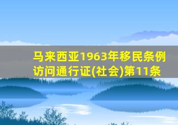 马来西亚1963年移民条例访问通行证(社会)第11条