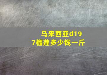 马来西亚d197榴莲多少钱一斤