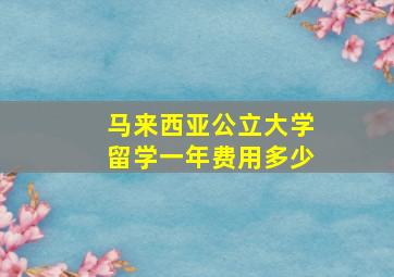 马来西亚公立大学留学一年费用多少