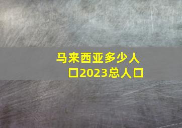 马来西亚多少人口2023总人口