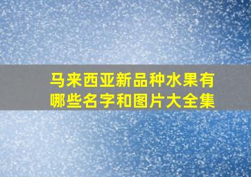 马来西亚新品种水果有哪些名字和图片大全集