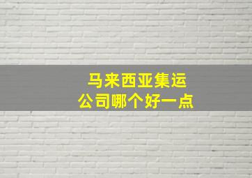 马来西亚集运公司哪个好一点