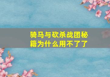 骑马与砍杀战团秘籍为什么用不了了