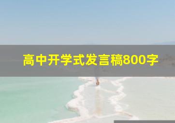 高中开学式发言稿800字