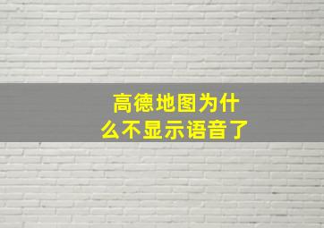 高德地图为什么不显示语音了