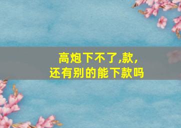 高炮下不了,款,还有别的能下款吗