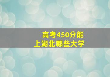 高考450分能上湖北哪些大学