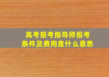 高考报考指导师报考条件及费用是什么意思