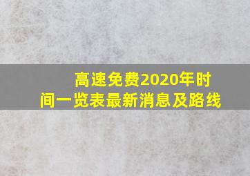 高速免费2020年时间一览表最新消息及路线