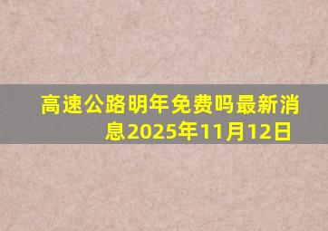 高速公路明年免费吗最新消息2025年11月12日