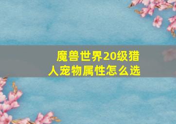 魔兽世界20级猎人宠物属性怎么选