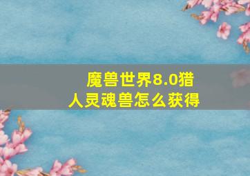 魔兽世界8.0猎人灵魂兽怎么获得