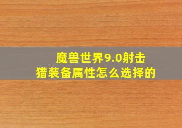 魔兽世界9.0射击猎装备属性怎么选择的