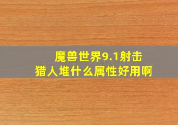 魔兽世界9.1射击猎人堆什么属性好用啊