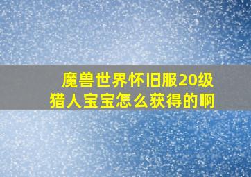 魔兽世界怀旧服20级猎人宝宝怎么获得的啊