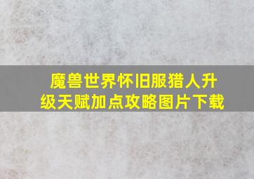 魔兽世界怀旧服猎人升级天赋加点攻略图片下载