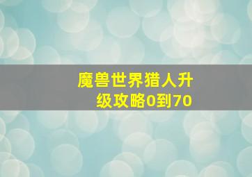 魔兽世界猎人升级攻略0到70