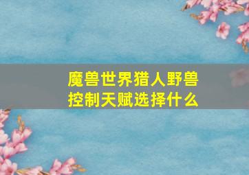 魔兽世界猎人野兽控制天赋选择什么