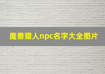 魔兽猎人npc名字大全图片