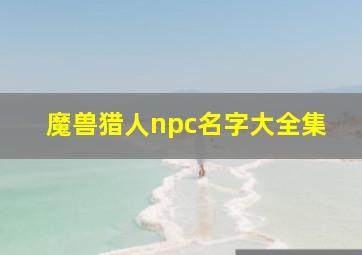 魔兽猎人npc名字大全集