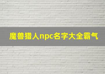 魔兽猎人npc名字大全霸气