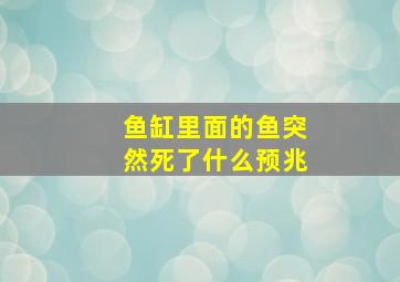 鱼缸里面的鱼突然死了什么预兆