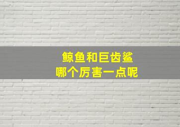 鲸鱼和巨齿鲨哪个厉害一点呢