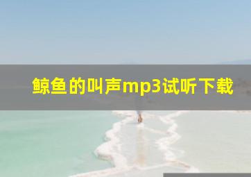 鲸鱼的叫声mp3试听下载