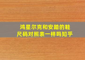 鸿星尔克和安踏的鞋尺码对照表一样吗知乎