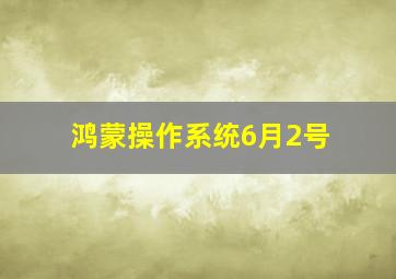 鸿蒙操作系统6月2号