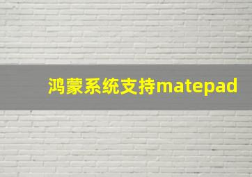 鸿蒙系统支持matepad