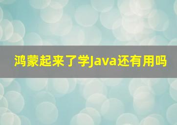 鸿蒙起来了学Java还有用吗