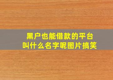 黑户也能借款的平台叫什么名字呢图片搞笑