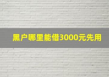 黑户哪里能借3000元先用