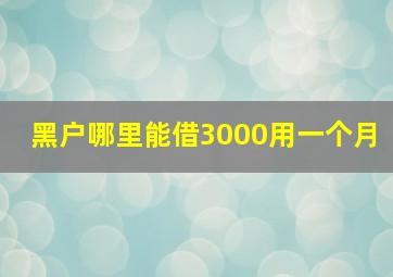 黑户哪里能借3000用一个月