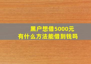 黑户想借5000元有什么方法能借到钱吗