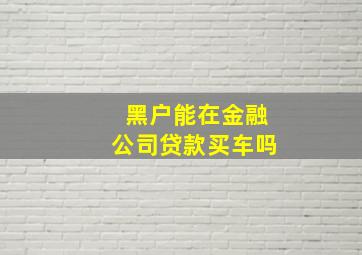 黑户能在金融公司贷款买车吗