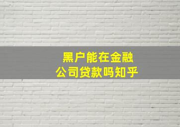 黑户能在金融公司贷款吗知乎