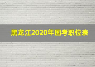 黑龙江2020年国考职位表