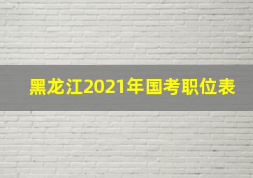 黑龙江2021年国考职位表