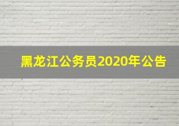 黑龙江公务员2020年公告