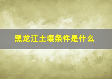 黑龙江土壤条件是什么