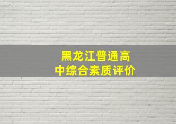 黑龙江普通高中综合素质评价