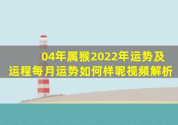 04年属猴2022年运势及运程每月运势如何样呢视频解析